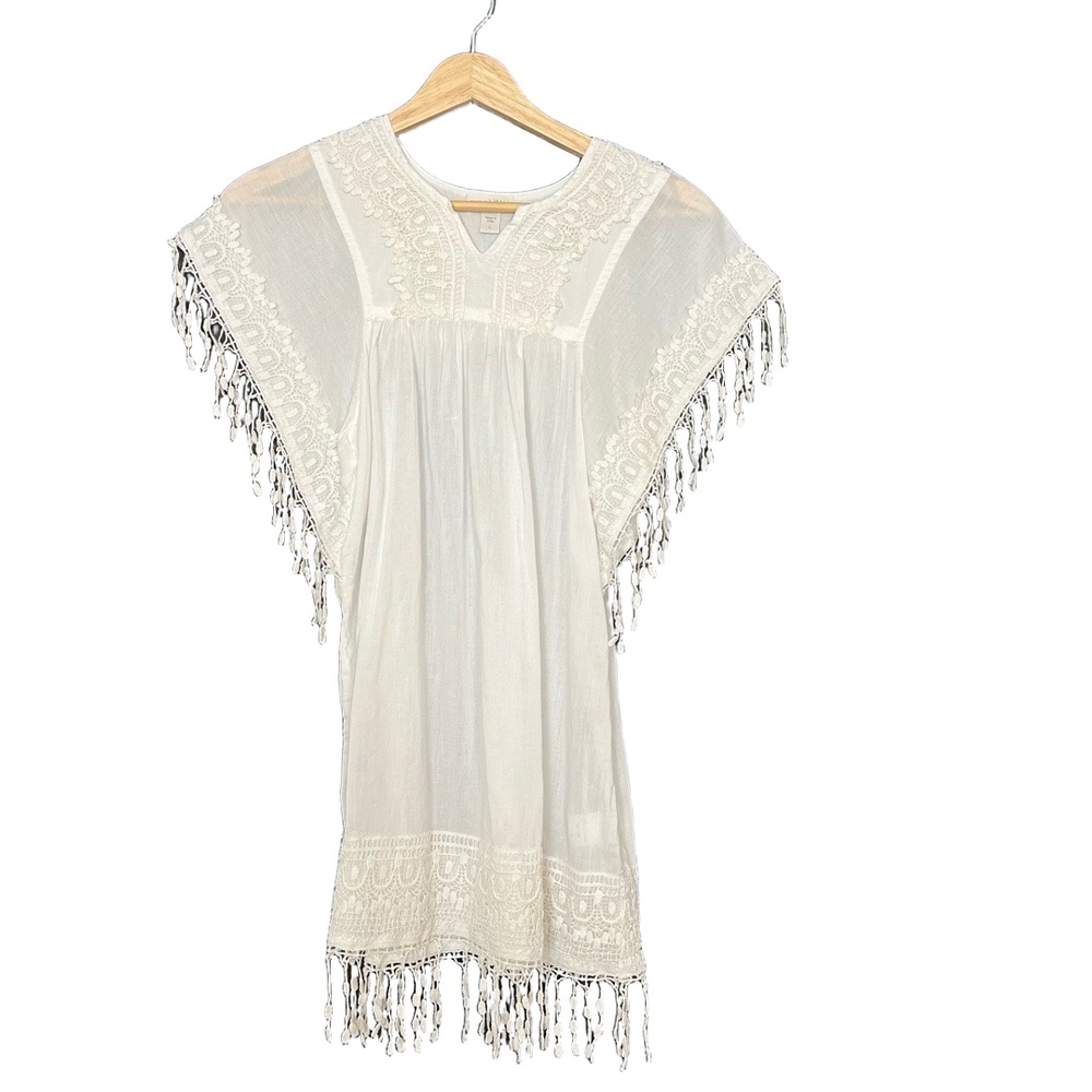 Garnet Hill Kids Beach Cover Tunic Size Large White Crochet Lace Resort Boho‎